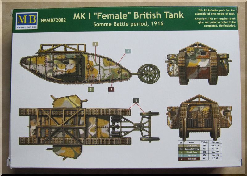 MK I "Female" British tank - Bataille de la Somme 1916 - Master Box LTD - 1/72ème - Terminé !!! 138758camo