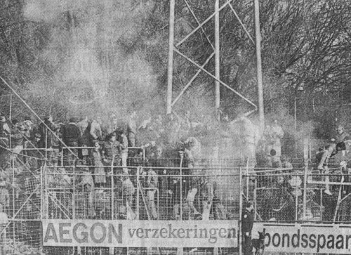 Saison 84/85 211441FCGroningenAjaxin1984fragmentationbombgoesoffintheterracewithAjaxsupporters