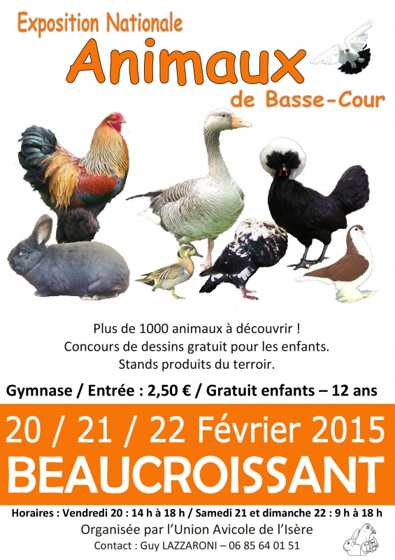 Exposition Nationale d'Aviculture BEAUCROISSANT (Isère) 20, 21 et 22 Février 2015 335029AfficheGrandpublic