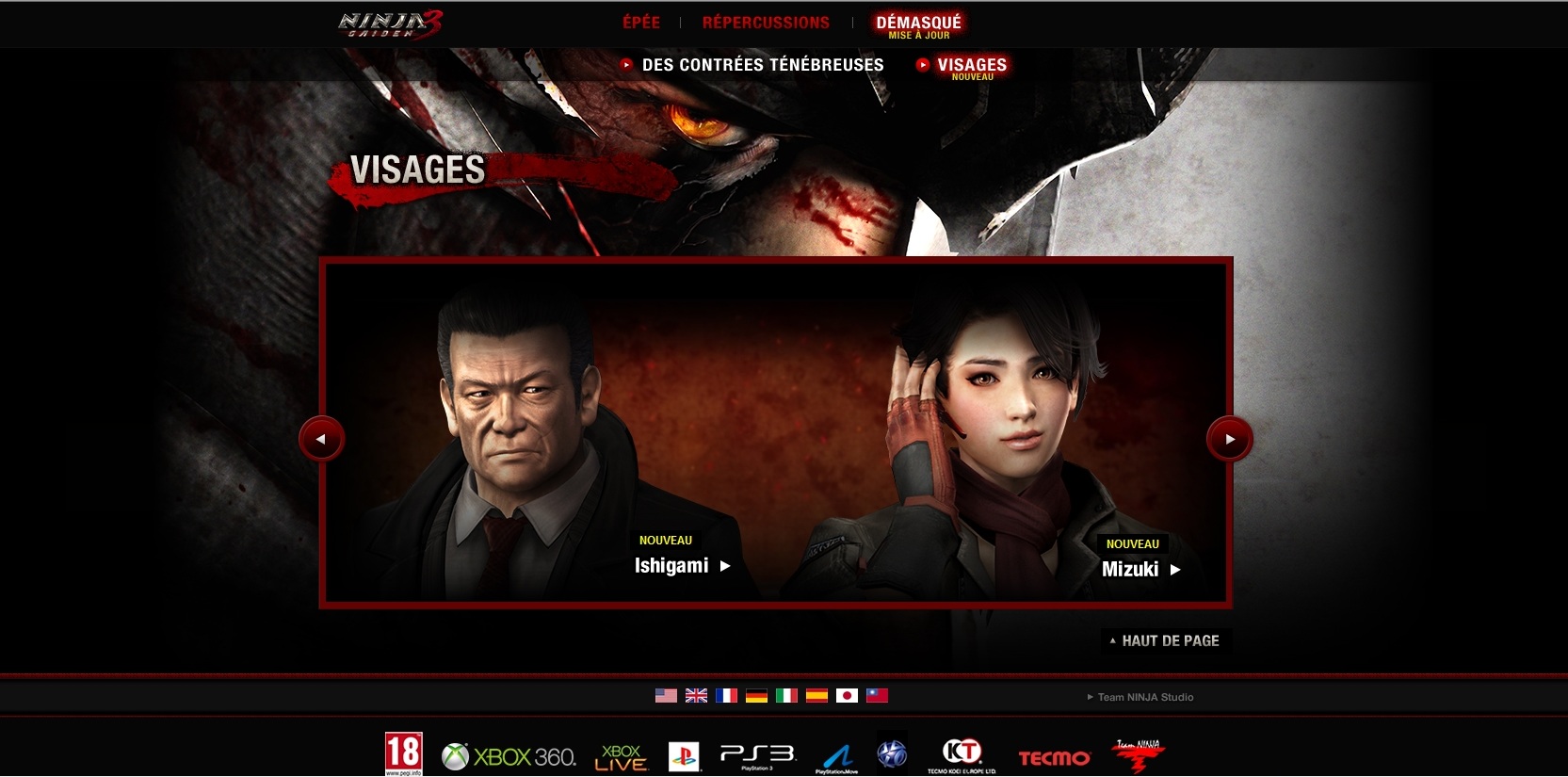 Le site officiel de la Team Ninja et le site officiel de Ninja Gaiden 3 - Page 2 484874Visagespage3