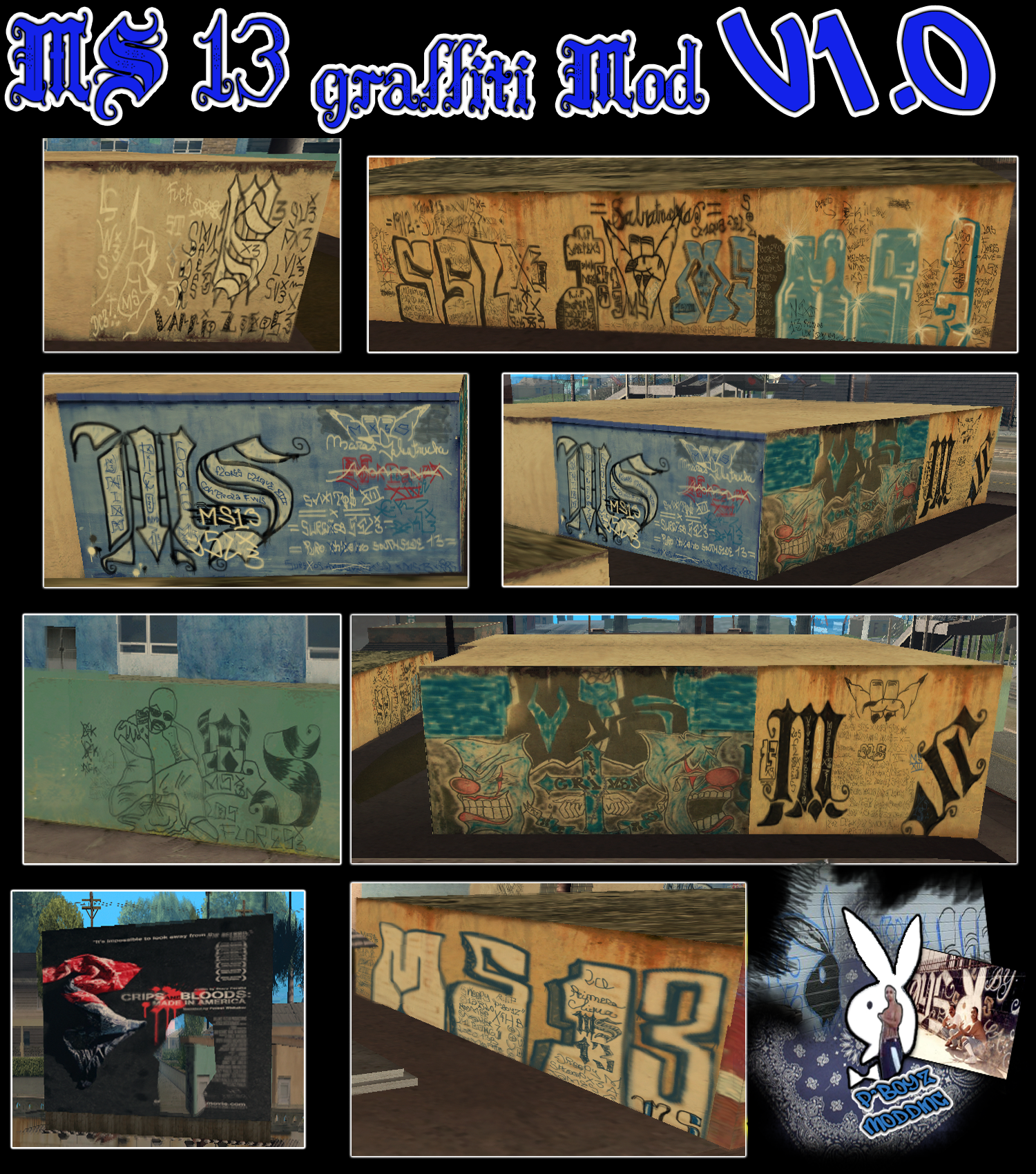 Graffiti pack MS-13. 491237MS13GraffitiModV10