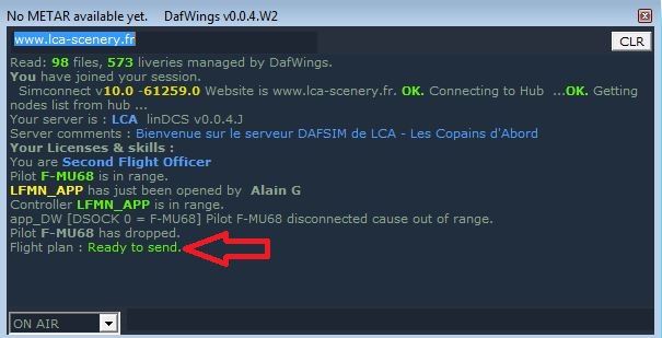 Plan de vol sous Dafsim live map tracker. 513402tutopv3