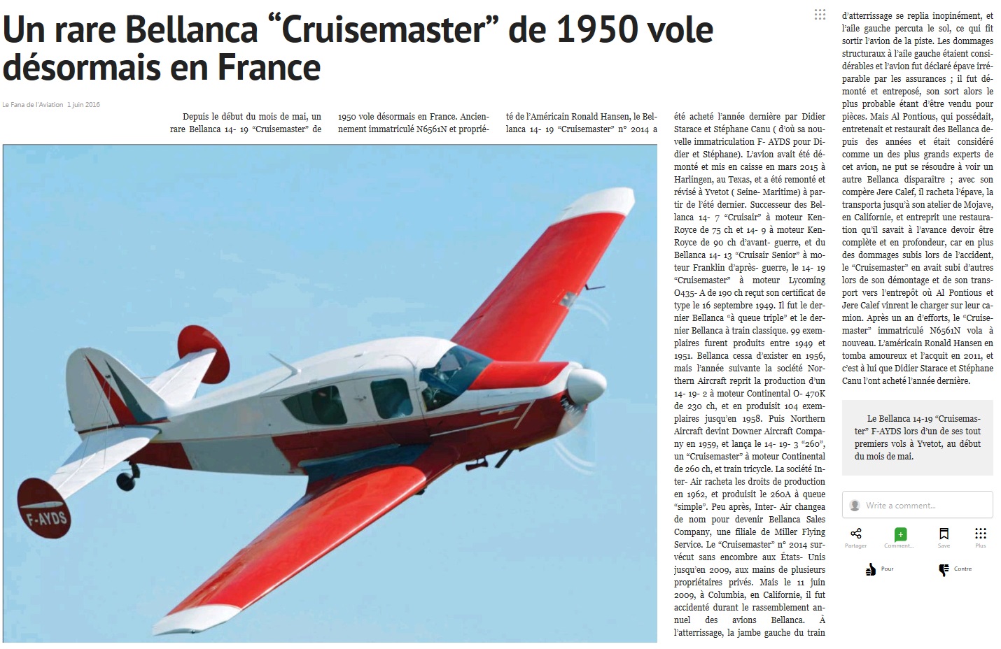 Alais - Aérodrome de La Ferté Alais - Page 17 686123bellanca1419