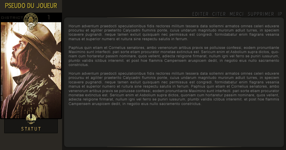 [SPARROW] Thème complet pour forum Hunger Games (codage négociable) - Page 4 822058schmaprofil