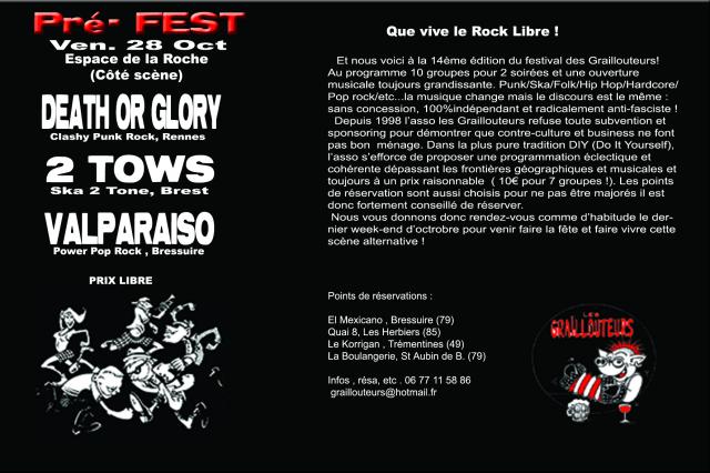 GRAIL FEST 29 Octobre ZEP+J'AURAIS VOULU+CABRIANS+CLEBARDS++ 852785versospf14