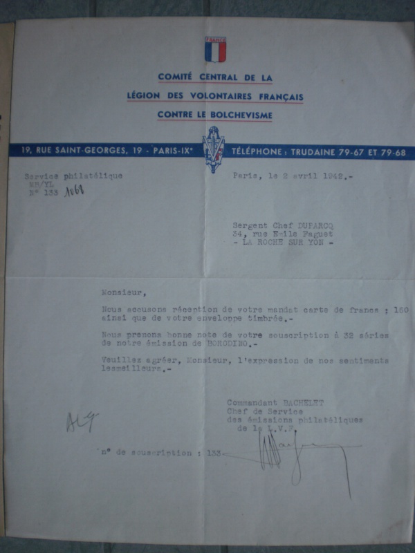 Quelques documents Vichy : LVF, LFC, RNP ... 893526P9253721