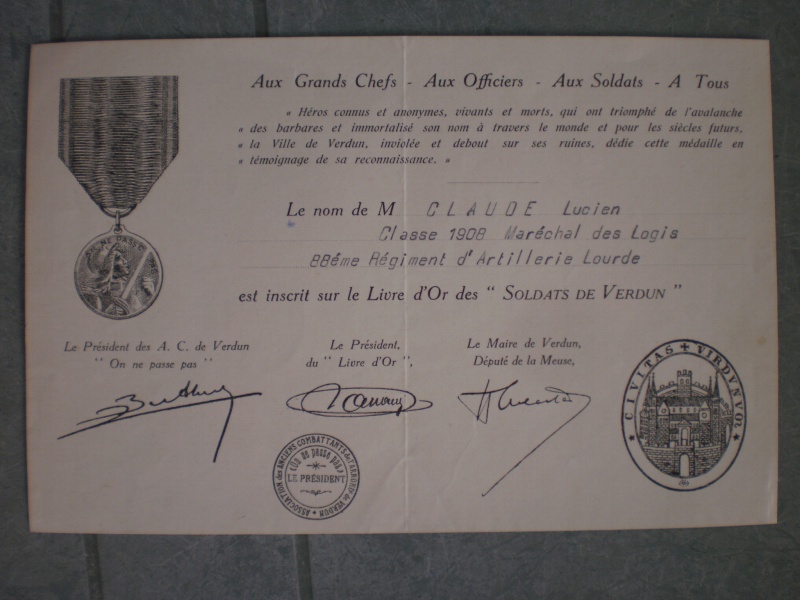 Lot livret militaire artillerie + diplômes médailles + papiers 1ère guerre (NOUVELLE BAISSE DU PRIX) -ESC 2  994329P8012417