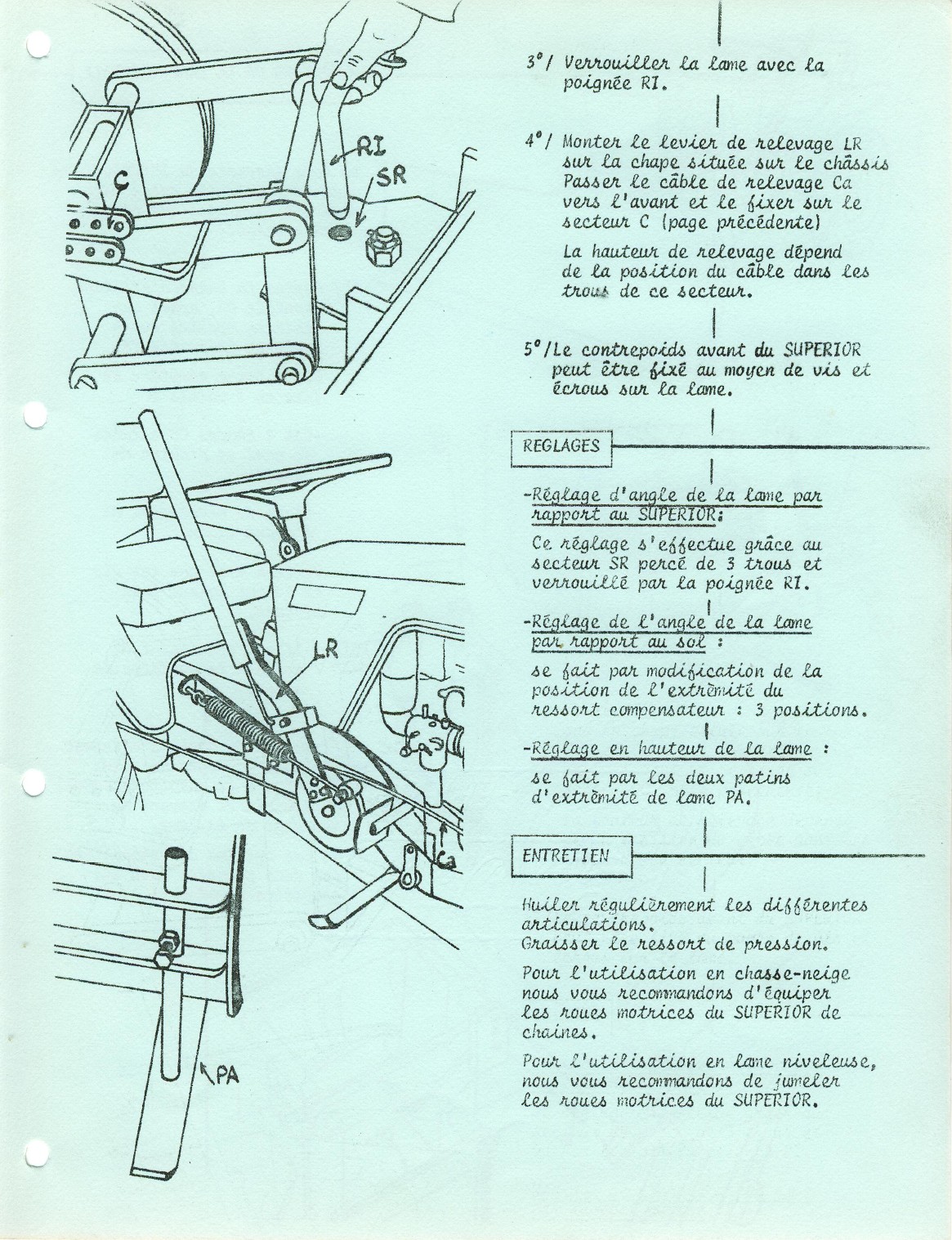 NOTICE D'ENTRETIEN SUPERIOR 1030 342358PAGE030