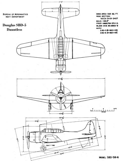 DOUGLAS DAUNTLESS 780389SBD_5_BuAer_3_view_drawing