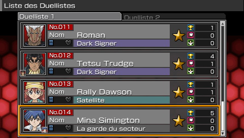 Listes des Duellistes dans Tag Force 4 930143snap006