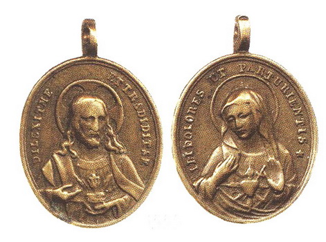 Medalla del Sagrado Corazón de Jesus / Sagrado Corazòn de María - s. XIX Martini545