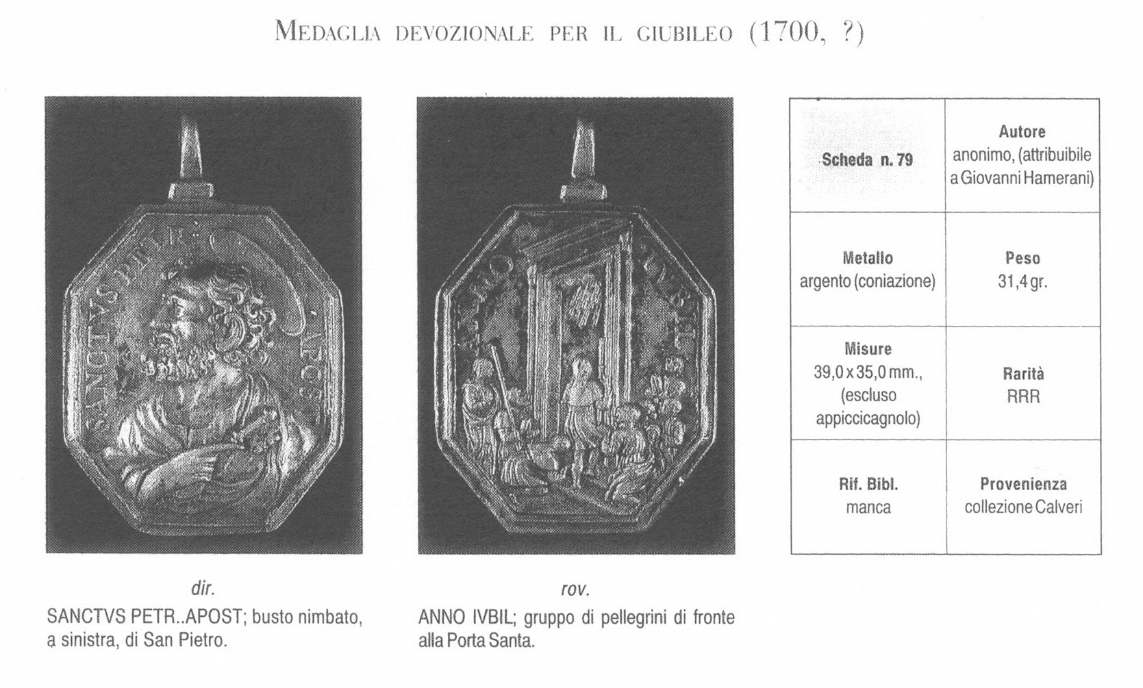 Medalla Jubilar – San Pedro / Puerta Santa - MR(230)  HAMERANI (RM SXVIII-P49) Calveri