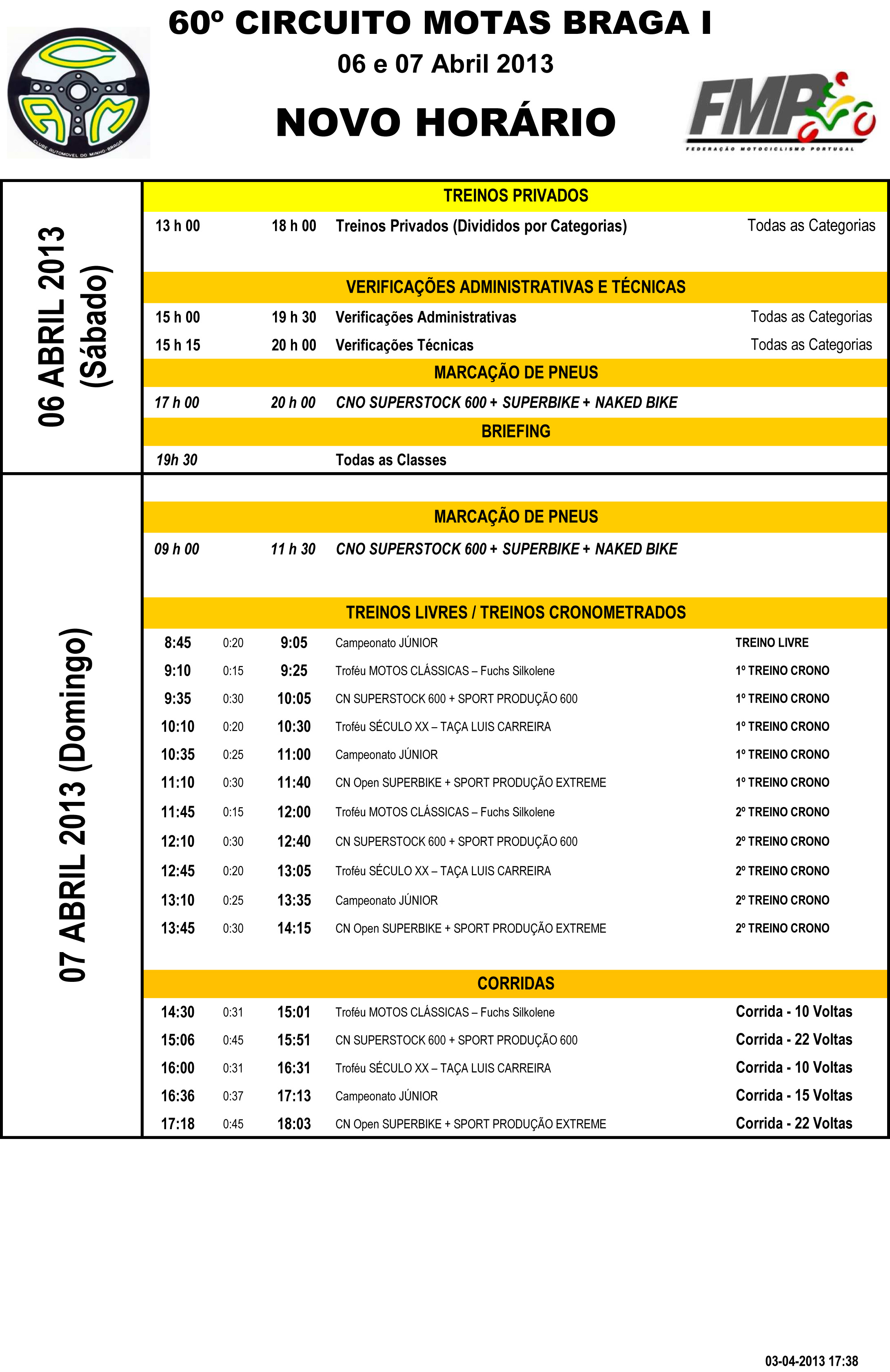 Campeonato Nacional de Velocidade Motosport Vodafone 2013 - Braga I - 7 de Abril  Fotografias e Resumo da Prova  60cb1m2013anexo3horario