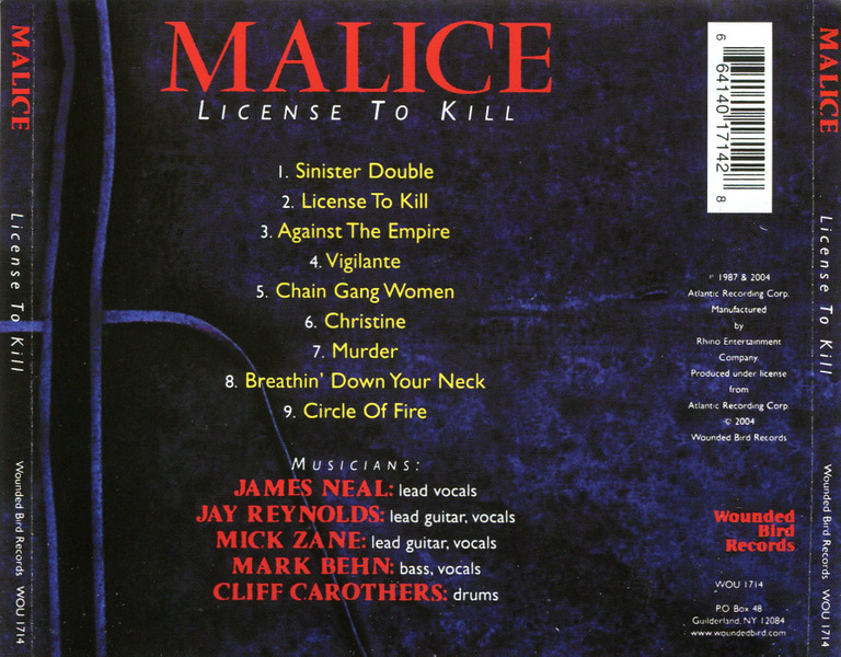 Malice - License To Kill (1987) (Re-issue 2004) B2e1ed