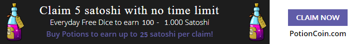 PotionCoin, reclama hasta 25 satoshis de manera ilimitada + Mínimo de cobro 35.000 JHmvK8