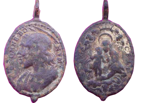 Medalla Jesucristo y Virgen María / Trinidad  S. XVII (R.M. Pe Trinidad 8) U58b2copy