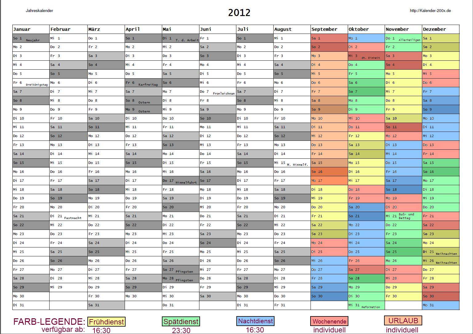 Schichtplaner Conztantyn! Kalender2012