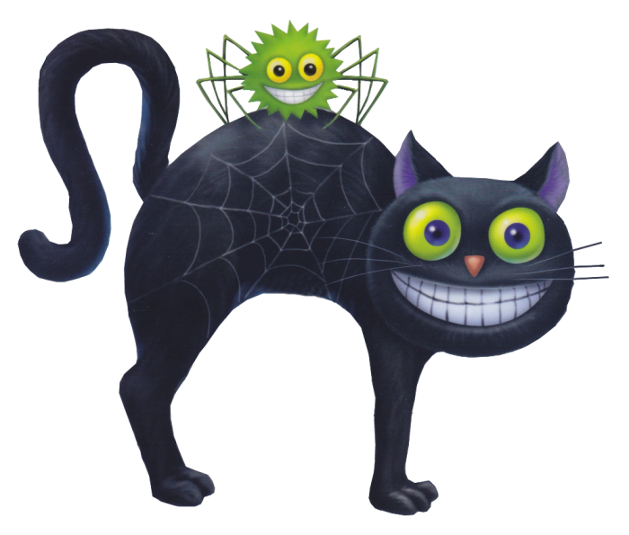 Haloween-Gato y araña verde 66336599