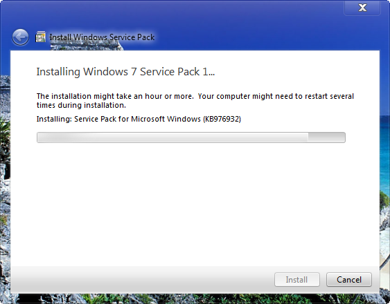 شرح تثبيت حزمة Windows 7 Service Pack 1 RTM Build 7601.17514.101119-1850 90192174