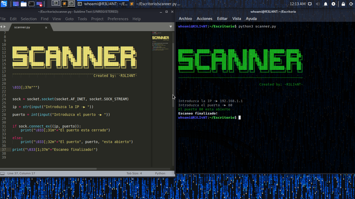 [APORTE] Escáner de puerto manual con Python [Socket Library] GUdye7