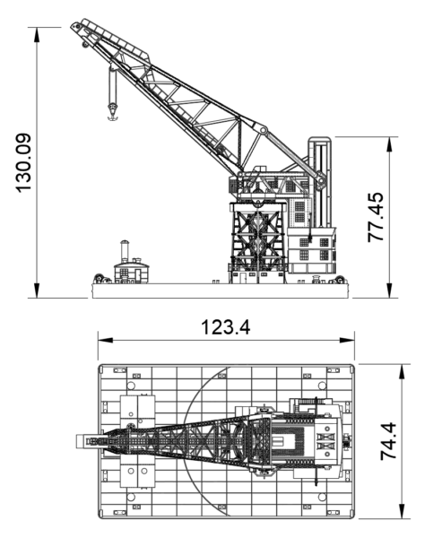 Grue sur barge YD-26 - 150 tonnes - port de Norfolk [modélisation/impression 3D 1/350°] de ALAIN-34490 3KG2pm