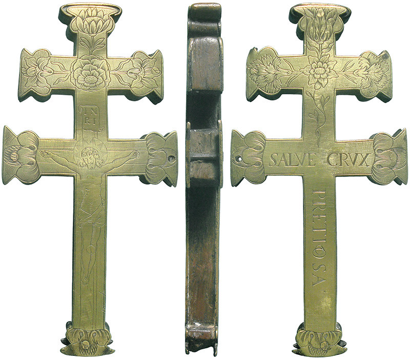 Cruz de Caravaca en madera y bronce - CC151 XZTFJO