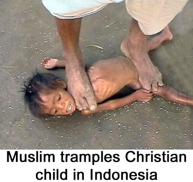 muslim tramples christian child in indonesia