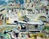 Péniches au pied du Pont Neuf, Hiver 2007, Huile sur toile, 70x90 cm.