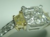 2.28 H VS1 Asscher Cut set w/ .57 cts Canary Yellow Traps