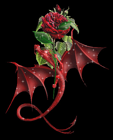 Dragon avec une rose