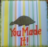 I used my bug tutorial and used one of my bugs on a card made for my little cousin.  I owed her a card for making it to the next grade. I distress the ends to match the turtle.  Cute for a kid who will end up throwing the card out