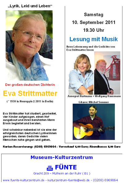 10.09.2011 19:30 Uhr Fünte Mülheim/Ruhr Musiklesung Stritt10