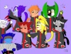 im really proud of this one. i just think its sooo cute X3 i got the idea after watching this cute akatsuki flash and they were all cats, so i suddenly wanted to draw the akatsuki members too. (no i did not copy, my style is completly different -.-) anyway the only two members i left out is tobi and kankuzu, but nobody cares about them anyway ^^

by the way, dont ask me why kisame is chewing on his sword...im not really sure myself....
and about itachis glasses, i just enjoy adding blind glasses to him for some reason. 
and he is not a hippie! (thats what kitsune thought itachi looked like -.-")