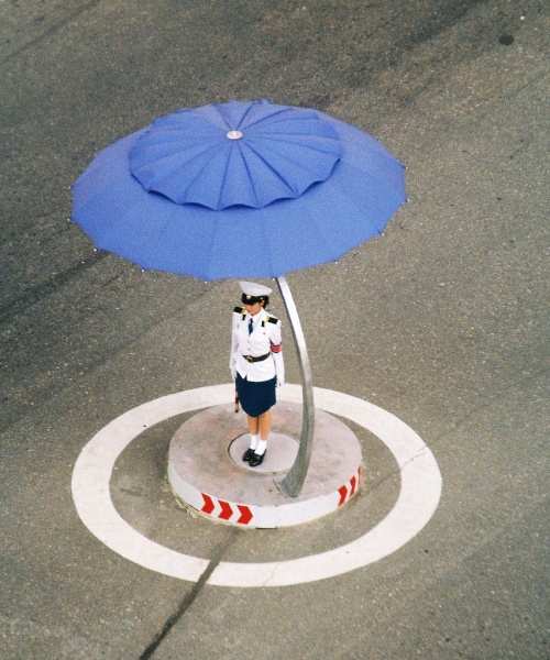 kb. Birds-eye view of a Pyongyang Traffic Girl