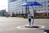 The giant umbrella does it's intended job, shading our PTG from the hot summer sun.