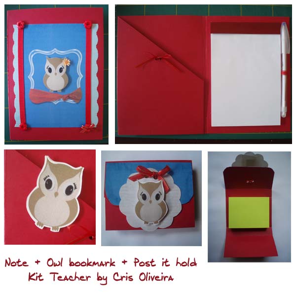 notebook + owl bookmark + post it holder