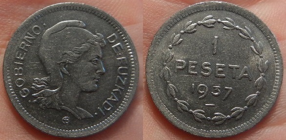 1 Peseta. Gobierno de Euzkadi. Ceca: Bruselas (Bélgica). 1937. SC.