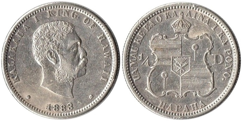 HAWAII ¼ Dollar 1883