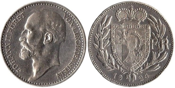 LIECHTENSTEIN 1 Frank 1924