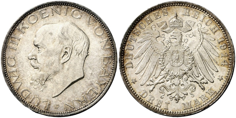 3 mark - ludwig iii 1914 - bayern