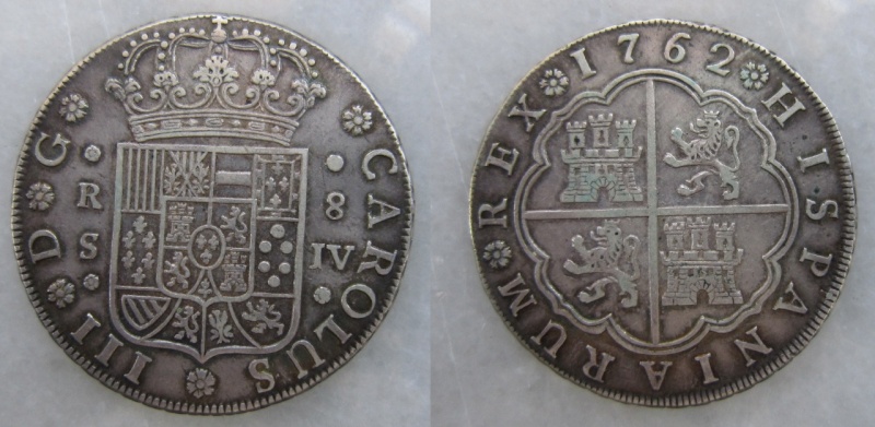 8 reales Carlos III 1762. Sevilla