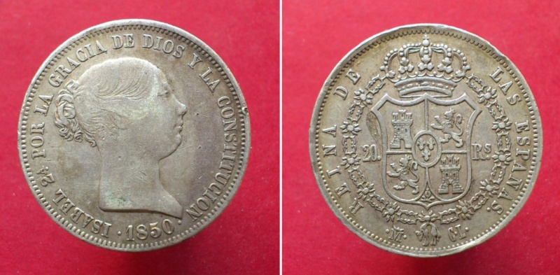 España. 1850 (2) Isabel II, 20 Reales