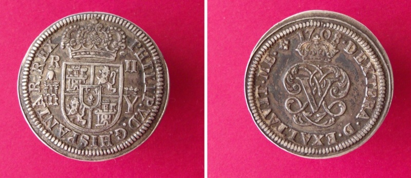 Hispania. Felipe V, 2 Reales 1708, Segovia Y