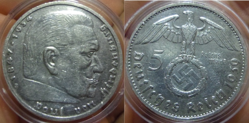 5 Reichsmark (Tipo Hindenburg). III Reich (Alemania). 1939. Ceca: Viena (Austria).