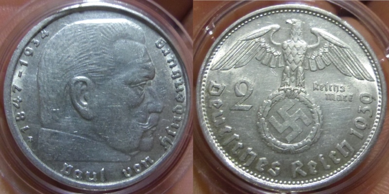 2 Reichsmark (Tipo Hindenburg). III Reich (Alemania). Ceca: Viena. 1939.