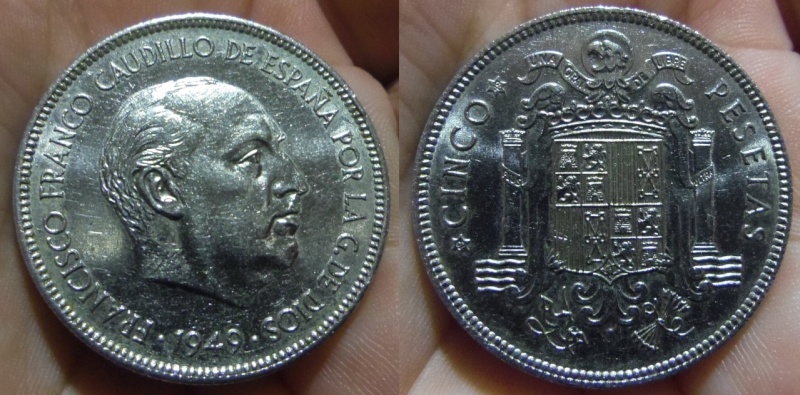 5 Pesetas. Francisco Franco. Madrid. 1949.