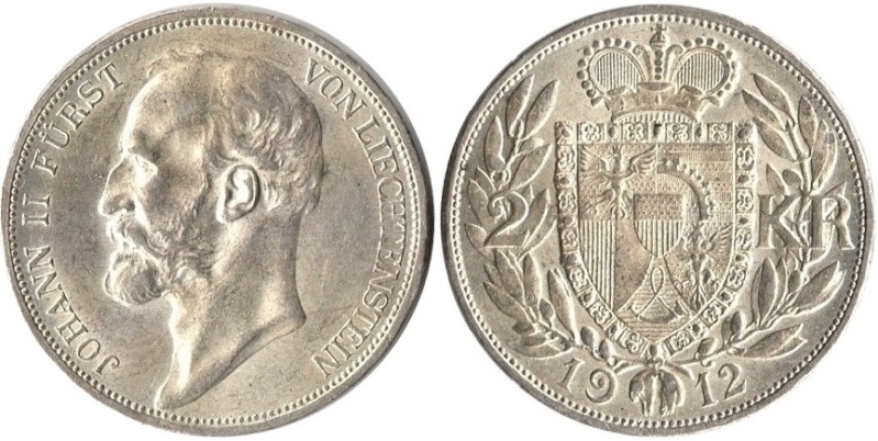 LIECHTENSTEIN 2 Kronen 1912