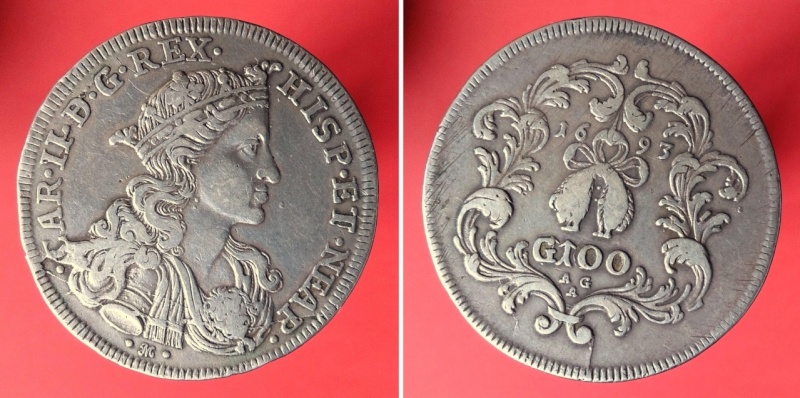 Nápoles - Carlos II. Ducato de 100 Grana 1693