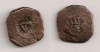 4 Cornados de Navarra de Felipe III/IV resellado a VI maravedís del 1636.

Esta moneda es curiosa porque el resello a VI maravedís de 1636 que podemos apreciar no está puesto sobre las piezas habituales (II maravedís anteriores a 1603) sino sobre una que no debería llevarlo. La pieza original es un maravedí de Navarra (también conocida como 4 cornados o negrillo) de Felipe III ó IV; se aprecia parte de las cadenas de Navarra y de la palabra "INSINIA" de la leyenda. 

Rara y cotizada moneda española de los austrias.