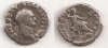 Denario de Vespasiano acuñado en Roma el 74 d.C.

Anverso: IMP CAESAR VESP AVG, busto del emperador laureado mirando a derechas.
Reverso: PONTIF MAXIM, Vespasiana sentado hacia la derecha, sosteniendo una rama y un cetro.